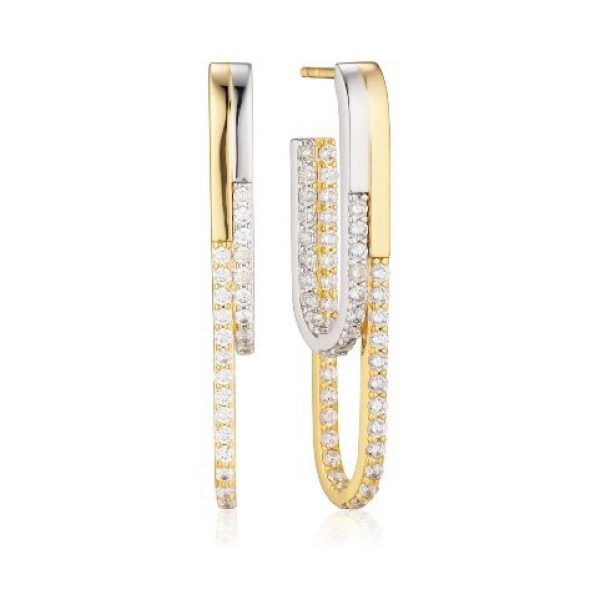 EARRINGS CAPIZZI DUE GRANDE - 18K GOLD PLATED, WITH WHITE ZIRCONIA