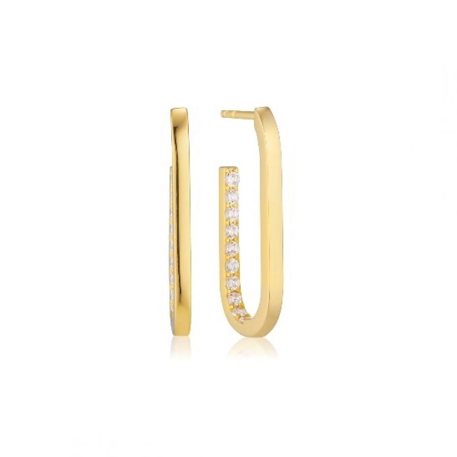 EARRINGS CAPIZZI MEDIO - 18K GOLD PLATED, WITH WHITE ZIRCONIA