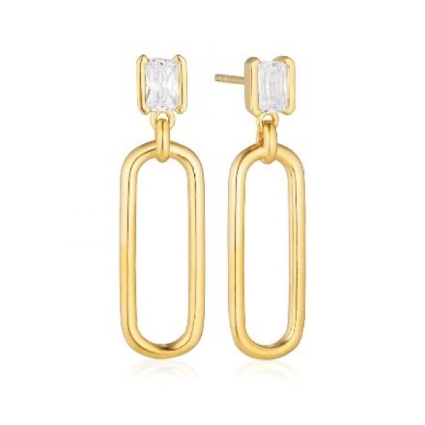 EARRINGS ROCCANOVA LUNGO - 18K GOLD PLATED, WITH WHITE ZIRCONIA