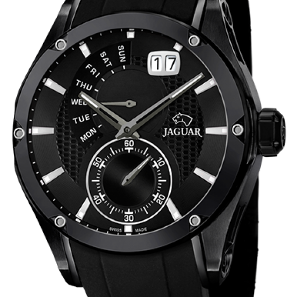 Black gents watch with small second, big date & retrograde day scale special edition