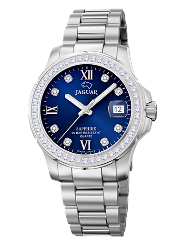 J892-3 Executive Diver Ladies horloge Dames duikhorloge met datum en kristallen
