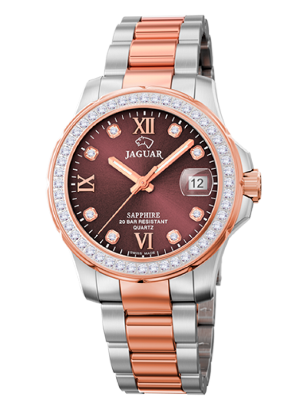 J894-2 Executive Diver Ladies horloge Dames duikhorloge met datum en kristallen