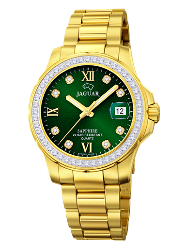 J895-2 Executive Diver Ladies horloge Dames duikhorloge met datum en kristallen