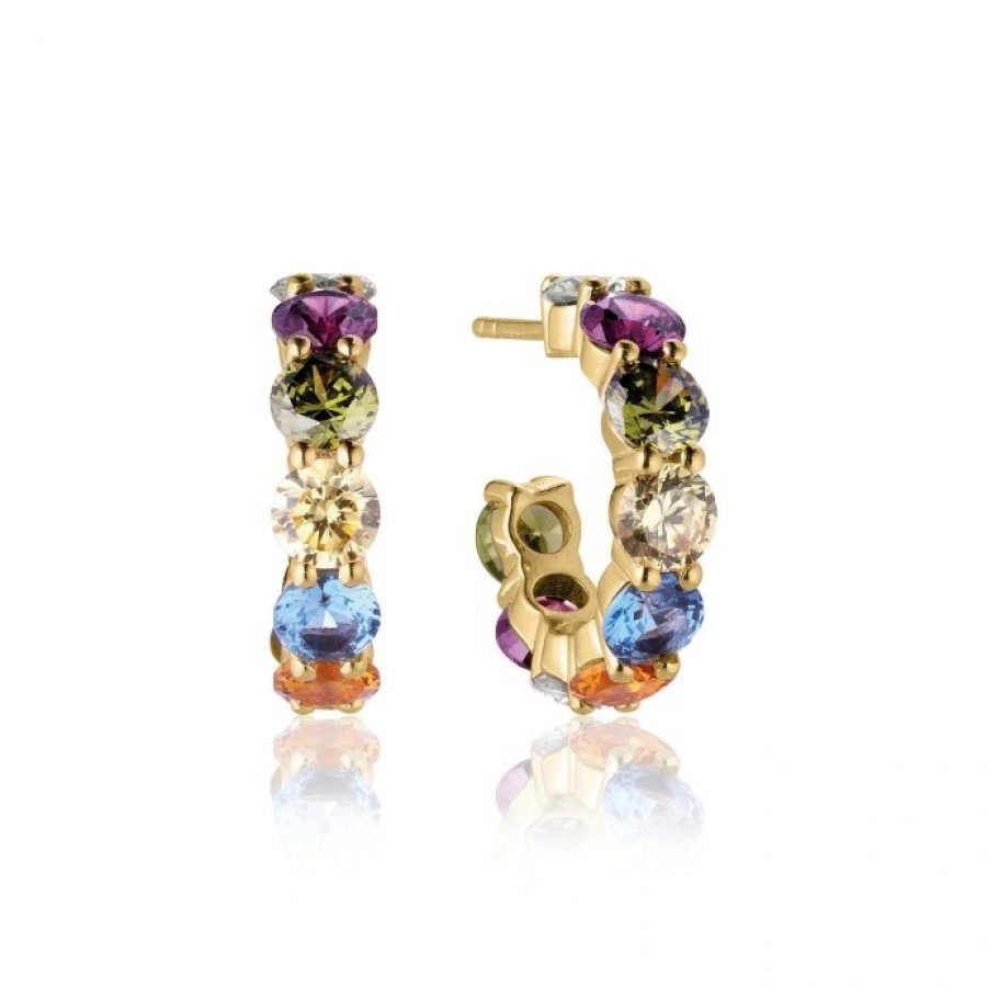 EARRINGS BELLUNO CREOLO - 18K GOLD PLATED WITH MULTICOLOURED ZIRCONIA
