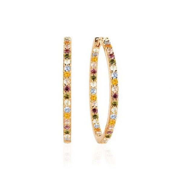 EARRINGS BOVALINO - 18K GOLD PLATED WITH MULTICOLOURED ZIRCONIA