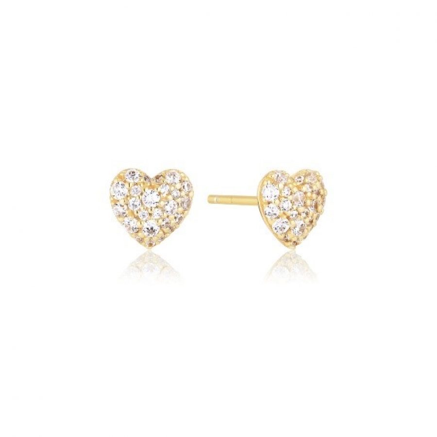 EARRINGS CARO - 18K GOLD PLATED, WITH WHITE ZIRCONIA