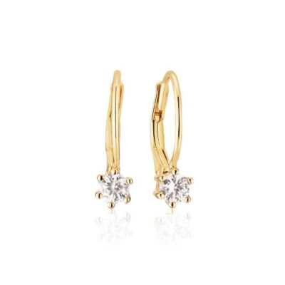 FRENCH HOOK EARRINGS RIMINI - 18K GOLD PLATED WITH WHITE ZIRCONIA