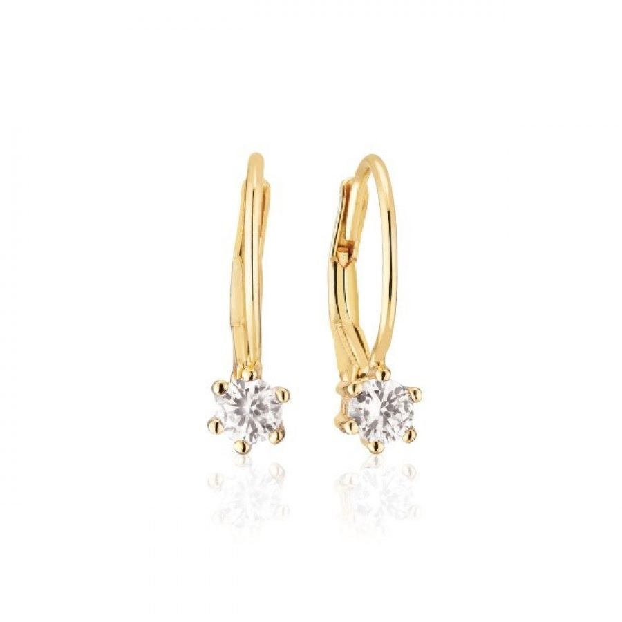 FRENCH HOOK EARRINGS RIMINI - 18K GOLD PLATED WITH WHITE ZIRCONIA