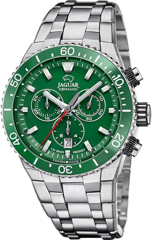 JAGUAR CERAMIC J1022/3 groen Herenhorloge met chronograaf en datum